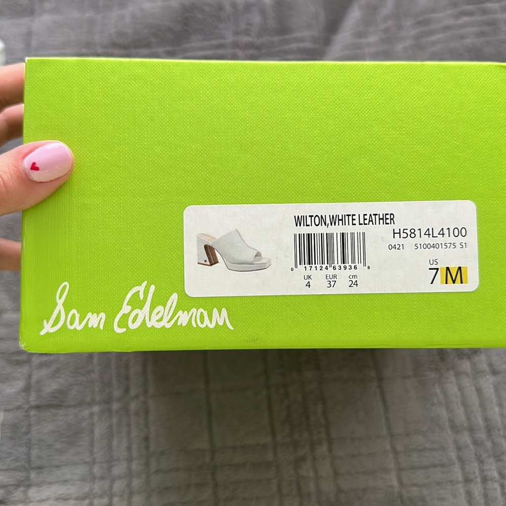 Sam Edelman Wilton White Leather heel size 7 - Picture 2 of 5